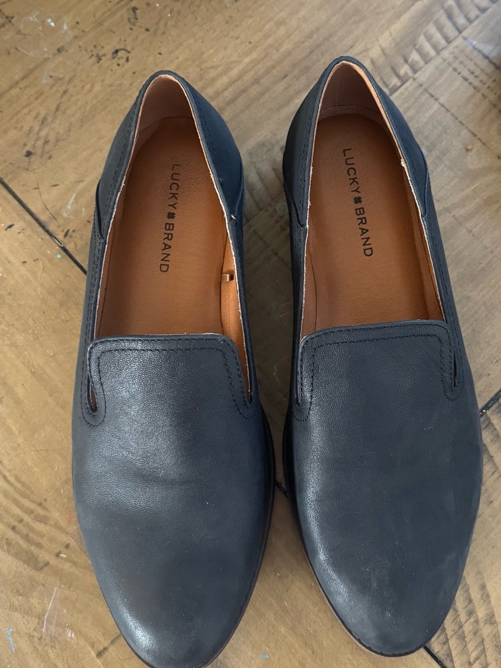 Lucky Brand Black Leather Slip-On Loafers